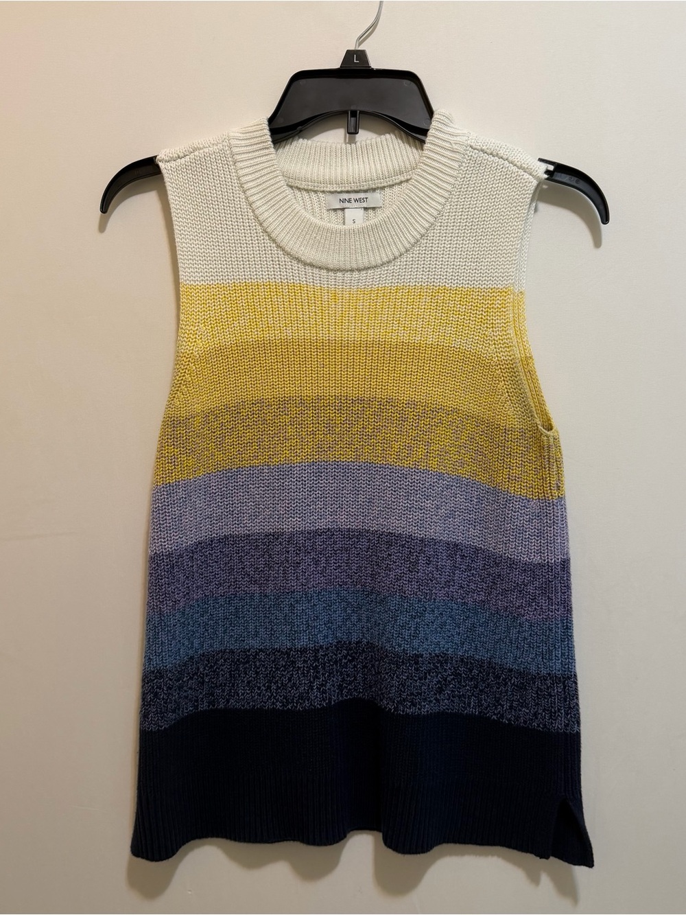 Nine West Cream, Yellow, Purple & Blue Striped Knit Tank